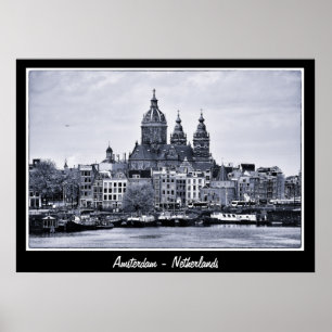 Affiches Amsterdam - Pays-Bas, BW Art (Poster)