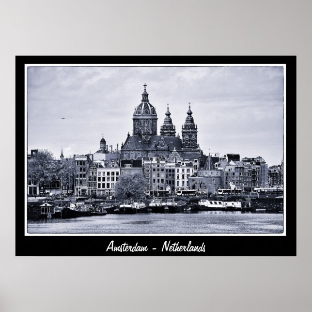 Affiches Amsterdam - Pays-Bas, BW Art (Poster) (Devant)