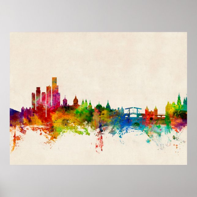 Affiches Amsterdam The Pays-Bas Skyline (Devant)