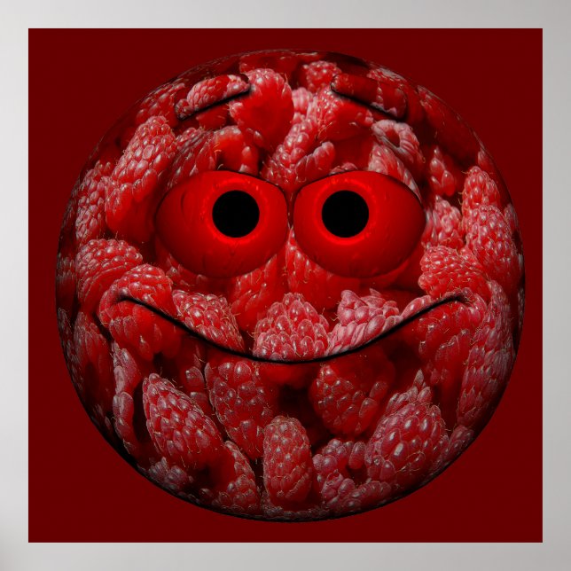Affiches Amusant Emoticon framboise (Devant)
