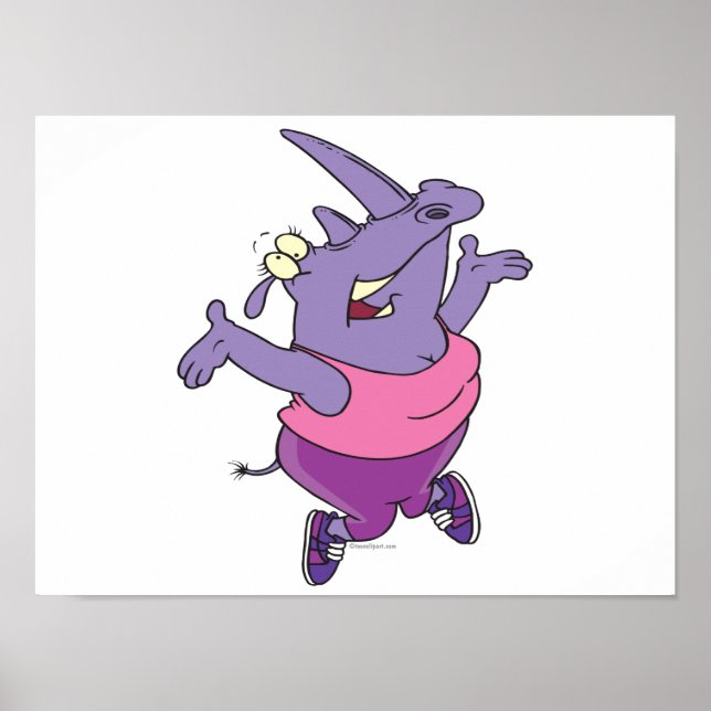 Affiches amusant exercice rhino travailler dessin animé (Devant)