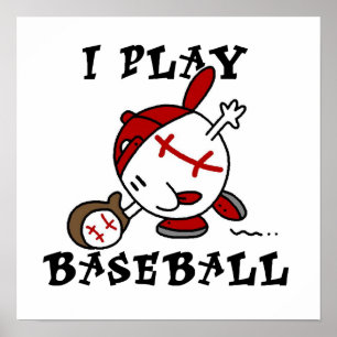 Affiches Amusant je joue aux t-shirts et cadeaux de basebal