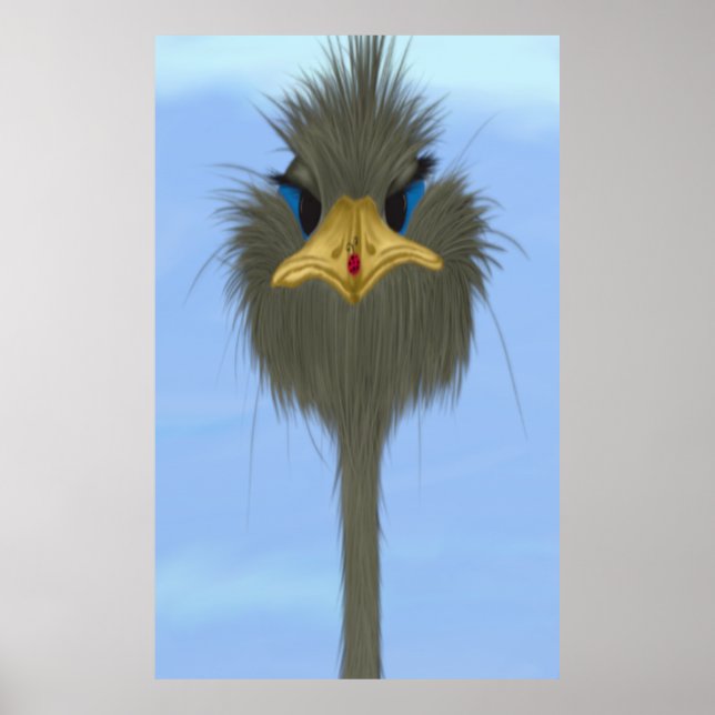 Affiches Amusant Ostrich George Et Mignonne Ladybug (Devant)