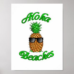 Affiches Amusante plage d'Aloha à l'ananas hawaïen