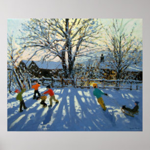 Affiches Amusement dans la neige Tideswell Derbyshire