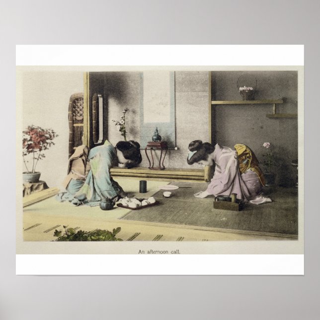 Affiches An Afternoon Call, c.1880 (albumen de couleur main (Devant)