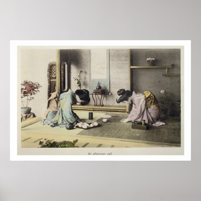 Affiches An Afternoon Call, c.1880 (albumen de couleur main (Devant)