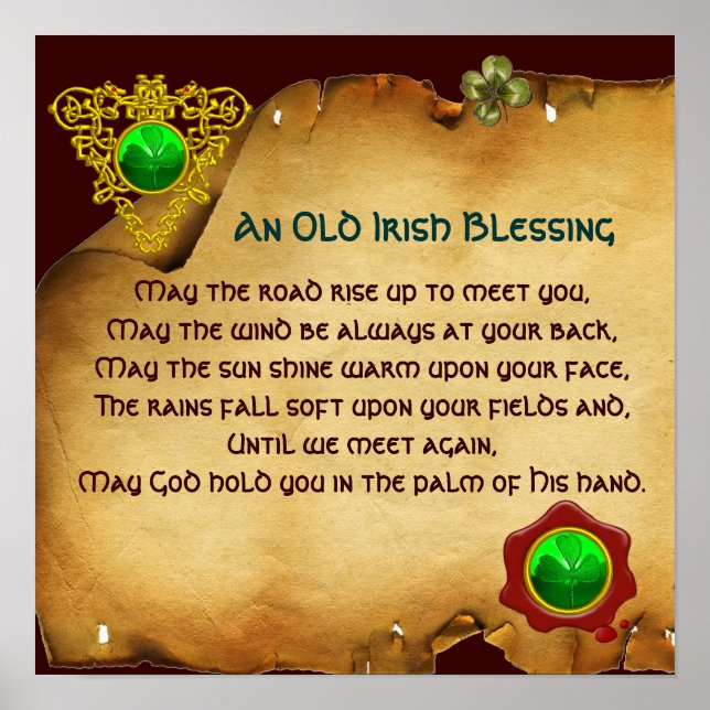 Affiches An Old Irish Blessing Parchment, Square (Devant)