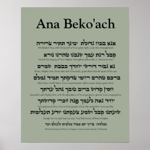 Affiches Ana Beko'ach - nom de lettre 42 de Dieu