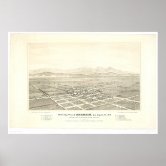 Affiches Anaheim, CA. Carte panoramique (0025A) - Restaurée