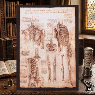 Affiches Anatomie humaine Os du squelette par Léonard de Vi