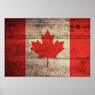 Affiches Ancien drapeau canadien en bois
