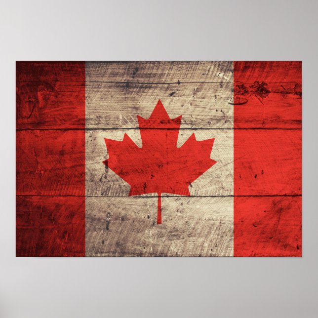 Affiches Ancien drapeau canadien en bois (Devant)