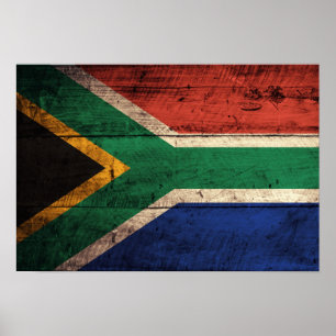 Affiches Ancien drapeau en bois d'Afrique du Sud