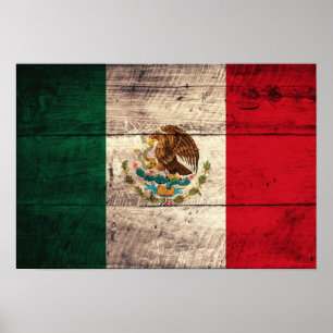 Affiches Ancien drapeau mexicain en bois