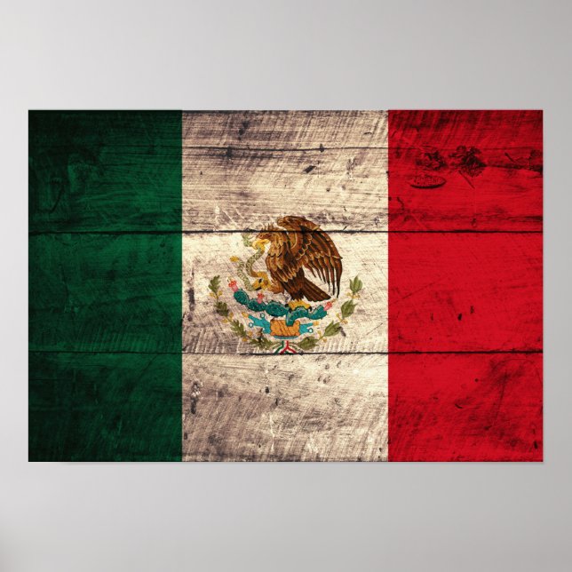 Affiches Ancien drapeau mexicain en bois (Devant)