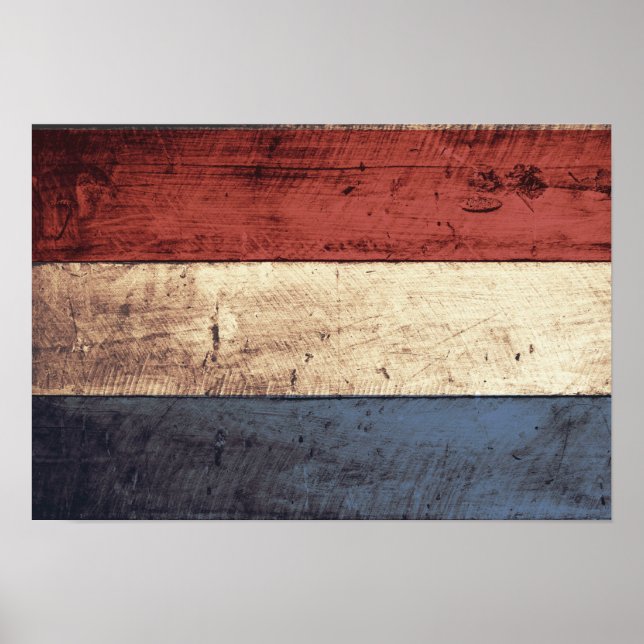 Affiches Ancien drapeau Pays-Bas en bois (Devant)