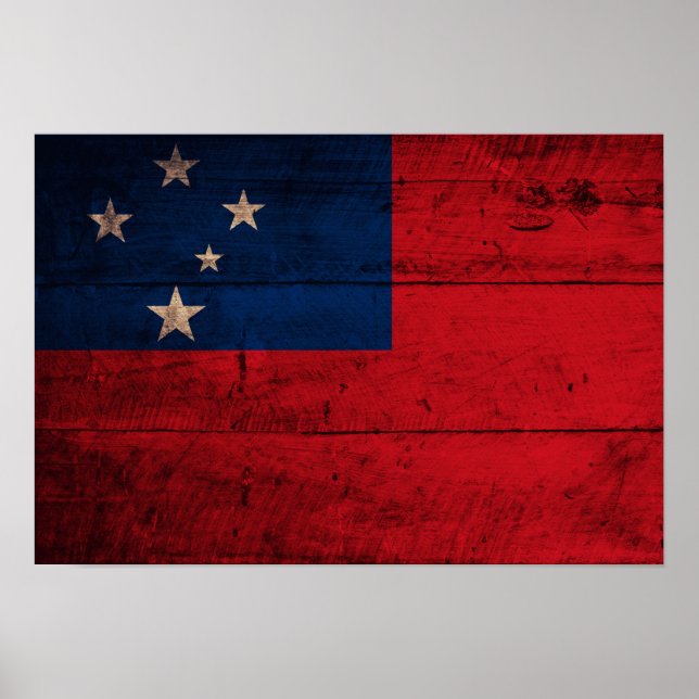 Affiches Ancien drapeau Samoa en bois (Devant)
