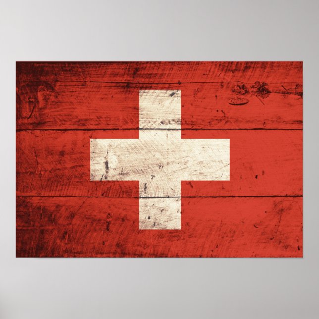 Affiches Ancien drapeau suisse en bois (Devant)