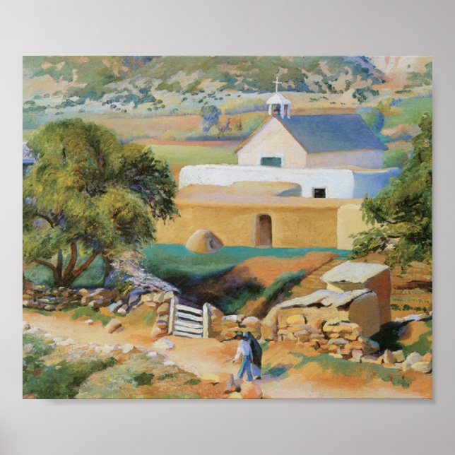 Affiches Ancien espagnol Adobe Church Art Vintage Imprimer  (Devant)