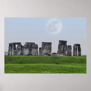 Affiches Ancien site de Stonehenge Stones debout & Lune