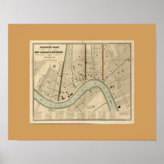 Affiches Ancienne carte de la Nouvelle-Orléans, LA