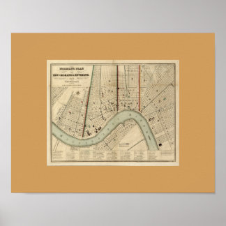 Affiches Ancienne carte de la Nouvelle-Orléans, LA