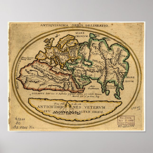 Affiches Ancienne Carte du Monde - date inconnue (Devant)