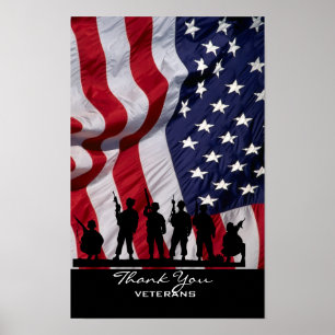 Affiches Anciens combattants Merci - American Flag and Sold