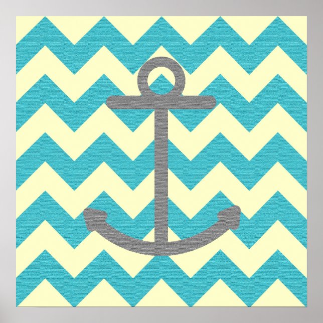 Affiches Ancre Blue Chevron (Devant)
