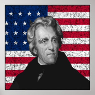 Affiches Andrew Jackson et le drapeau américain — Frontière
