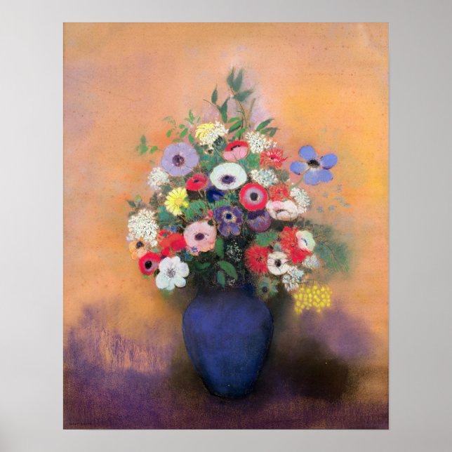 Affiches Anemones and lilac in a Blue Vase, after 1912 (Devant)