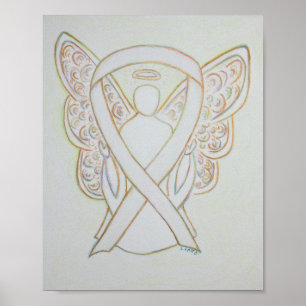 Affiches Ange du ruban de sensibilisation blanche Imprimer