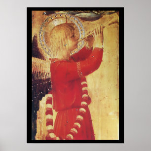 AFFICHES ANGE MUSICAL EN ROUGE ET OR