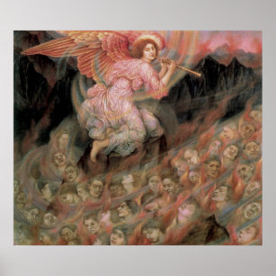 Affiches Angel Piping to Souls in Hell by Evelyn De Morgan