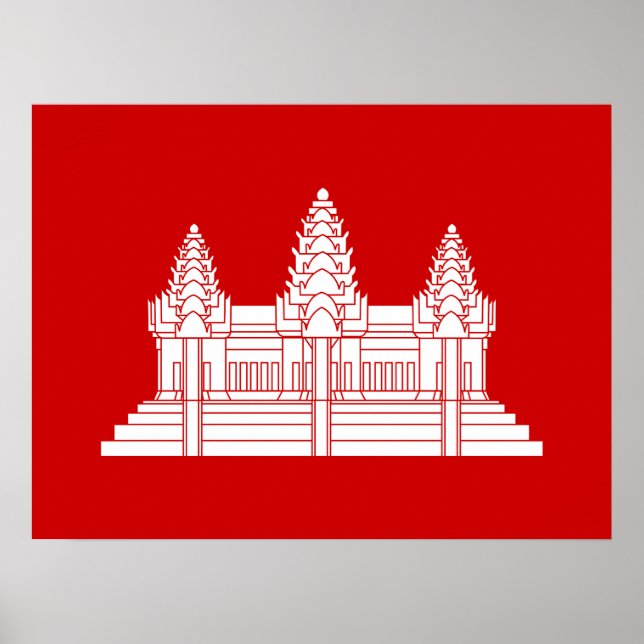 Affiches Angkor Wat Cambodgien / Drapeau Khmer (Devant)