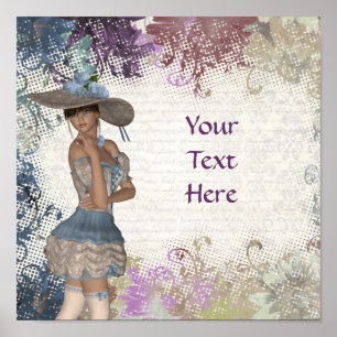 Affiches Anglais rose romantique fille