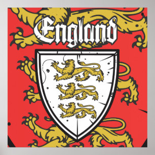 Affiches Angleterre Trois Lions Bouclier