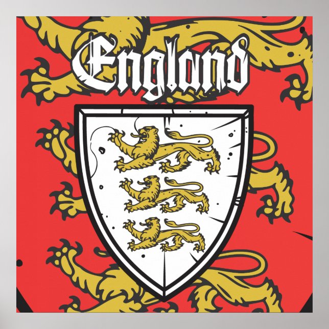 Affiches Angleterre Trois Lions  Bouclier (Devant)