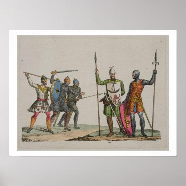 Affiches Anglo-Saxon Warriors, plate 14 from 'The History o (Devant)
