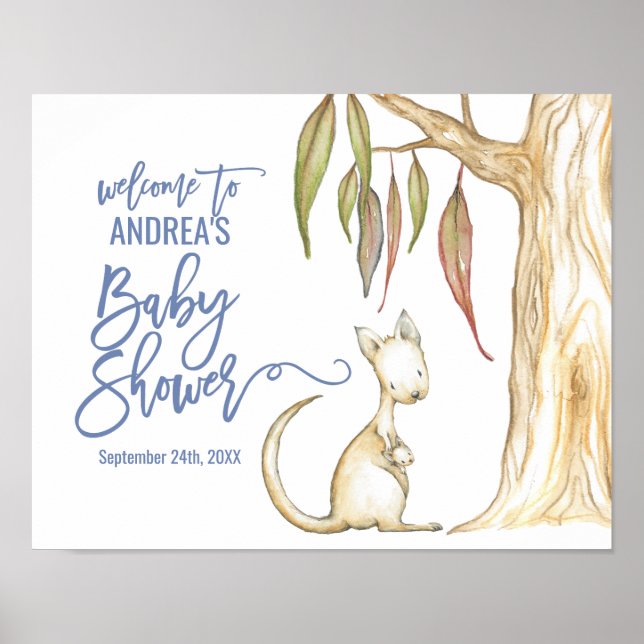 Affiches Animaux australiens | Bienvenue du Baby shower Kan (Devant)