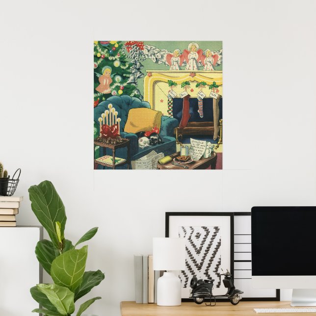 Affiches Animaux de Noël Vintage dans le salon (Bureau à domicile)