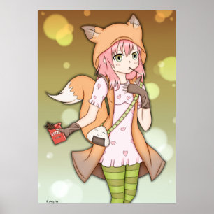 Affiches Anime Girl in Fox Cosplay