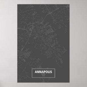 Affiches Annapolis, le Maryland (blanc sur le noir)