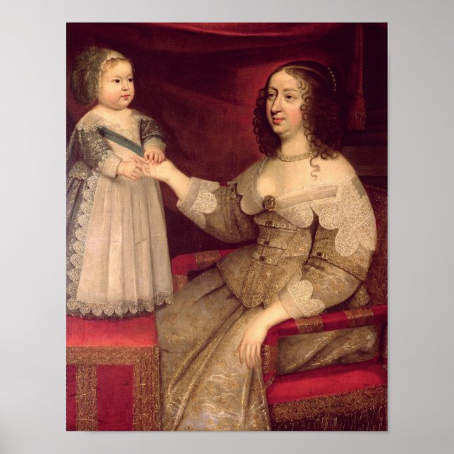 Affiches Anne of Austria  with her son Louis XIV (Devant)