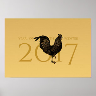 Affiches Année chinoise de coq vintage élégant nouvelle P