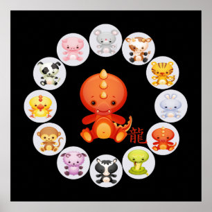 Affiches Année chinoise du zodiaque du dragon