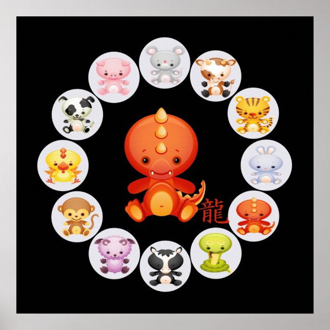 Affiches Année chinoise du zodiaque du dragon (Devant)