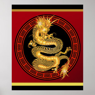 Affiches Année chinoise fleurie de l'affiche de dragon