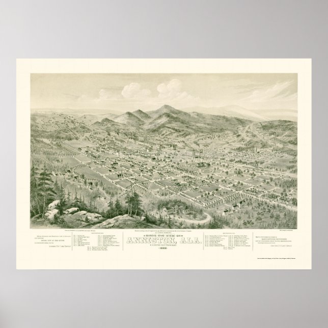 Affiches Anniston, AL Carte panoramique - 1888 (Devant)